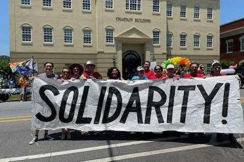 UGA Chapter members march in the Athens Pride rally