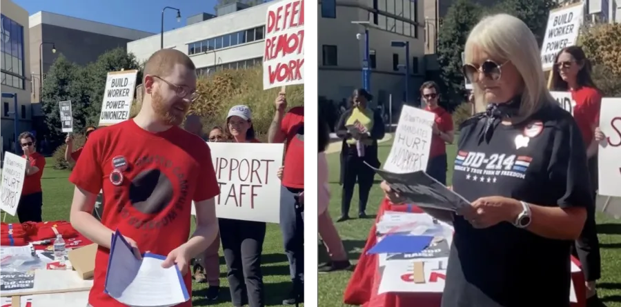 UCW members speak out against the Return To Office mandate at Georgia State University's Atlanta campus